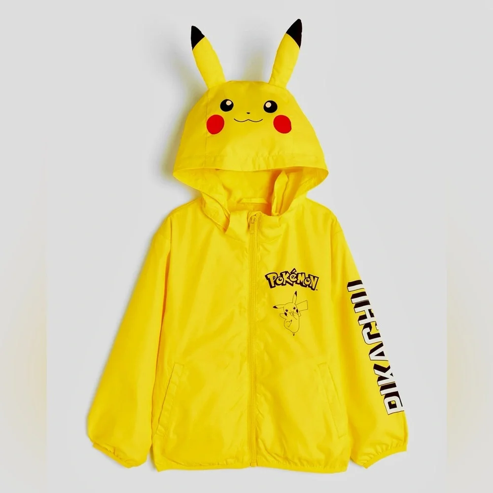 Pikachu Yellow Hooded Kids Jacket PRINT WINDBREAKER
